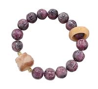 IGGLL Pulsera de cuentas budista, pulsera de cuentas, tallada de seis caracteres, proverbios Bodhi, cuerda de mano femenina, tallado de león, despertar de león, un solo círculo, raíz de Bodhi, cuentas