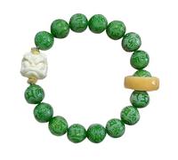 IGGLL Pulsera de cuentas budista, pulsera de cuentas, tallada de seis caracteres, proverbios Bodhi, cuerda de mano femenina, tallado de león, despertar de león, un solo círculo, raíz de Bodhi, cuentas