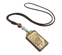 IGGLL Thangkafo - Collar de la marca Good Fortune, estilo retro de Nepal, Tíbet Thangka, hecho a mano, collar de ébano hecho a mano, para el día grande, Tathagata amarillo Caishen, colgante de estilo