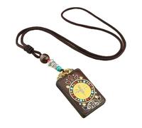IGGLL Thangkafo - Collar de la marca Good Fortune, estilo retro de Nepal, Tíbet Thangka, hecho a mano, collar de ébano hecho a mano, para el día grande, Tathagata amarillo Caishen, colgante de estilo