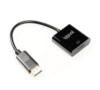 iggual Adaptador DisplayPort a HDMI Full HD 1080p 60Hz, Compatible 4K UHD 30Hz, Plug & Play sin Drivers, Conectores Dorados, Cable 25 cm, PVC Negro, DP Macho a HDMI Hembra