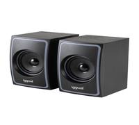 iggual Altavoces Activos 2.0 10W para Oficina y PC, Sonido Estéreo para Videollamadas, Altavoces de Escritorio Multimedia, Conexión Mini-Jack+Bluetooth 5.0, Alimentación USB Diseño: Madera Negra.