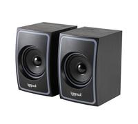 iggual Altavoces Activos 2.0 10W para Oficina y PC, Sonido Estéreo para Videollamadas, Altavoces de Escritorio Multimedia, Conexión Mini-Jack+Bluetooth 5.0, Alimentación USB Diseño: Madera Negra.