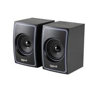 iggual Altavoces Activos 2.0 10W para Oficina y PC, Sonido Estéreo para Videollamadas, Altavoces de Escritorio Multimedia, Conexión Mini-Jack+Bluetooth 5.0, Alimentación USB Diseño: Madera Negra.