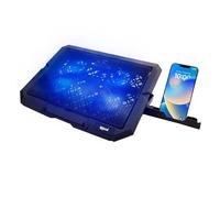 iggual - Base Refrigeradora Portátil de hasta 17” con 4 Ventiladores Silenciosos y Soporte para Móvil, Base Ajustable con 7 Alturas y Luz LED Azul, Incluye Cable USB-A (RP4V17)