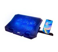 iggual - Base Refrigeradora Portátil de hasta 17” con 6 Ventiladores Silenciosos y Soporte para Móvil, Base Ajustable con 7 Alturas y Luz LED Azul, Incluye Cable USB-A (RP6V17)