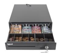 iggual Cajón portamonedas IRON-10 38 cm, 4 billetes, 6 monedas, cerradura 3 posiciones, negro