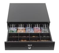 iggual - Cajón Portamonedas IRON-HD -Caja Efectivo Registradora Manual o Automática para 5 Billetes y 8 Monedas -Cerradura 3 Posiciones -Interior y exterior Acero -Uso Profesional -Negro (41,5x41x10)