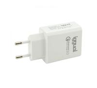 iggual. Cargador rápido 18 W USB A- Tecnología QC 3.0. Compatible Cualquier Marca Dispositivo móvil. Protección sobrecalentamiento. Color Blanco.