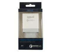 iggual Cargador Doble para móvil.- 30W Carga máxima -Cargador Pared Carga rápida - 1 Puerto de 18W USB-A Tecnología QC 3.0 + 1 Puerto de 12W USB-A. Compatible Cualquier Dispositivo móvil. Blanco