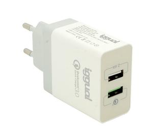 Iggual Cargador 2xUSB Quickcharge 3.0 30W