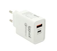 iggual. Cargador Doble 20 W Carga Máxima- Cargador Universal Pared Carga Rápida - Dispone de 1 Puerto de 20W USB-A QC 3.0 + 1 Puerto de 20 W USB-C-PD. Compat.Cualquier Marca Dispositivo Móvil -Blanco
