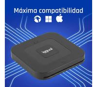 Iggual Lector DNI Electrónico y Tarjetas Inteligentes - Conexión Entrada Tipo C - Admite Cables de Salida USB-A y USB-C - Compatible DNIe 4.0 - Velocidad de Lectura 420 kbps - Windows, macOS y Linux
