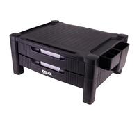 iggual - Elevador de Monitor con 2 Cajones, Soporte Monitor Escritorio Ajustable (13-19 cm), Soporte Portátil con Ranura Tablet y Gavetas Laterales, hasta 30 kg