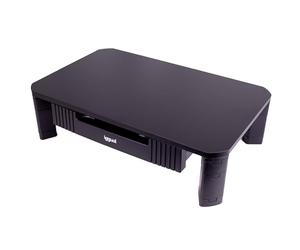 iggual - Elevador de Monitor con Cajón, Soporte Portátil y Ajustable para Escritorio, 2 Alturas (10-13 cm), Superficie 48x30 cm, Antideslizante, hasta 20 kg