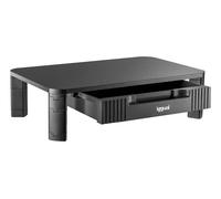 iggual - Elevador de Monitor con Cajón, Soporte Portátil y Ajustable para Escritorio, 2 Alturas (10-13 cm), Superficie 48x30 cm, Antideslizante, hasta 20 kg