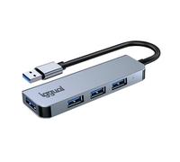 iggual Hub USB-A HUB-A-4p – 4 puertos USB 3.0 5 Gbit/s, carcasa aluminio, Plug & Play, plateado