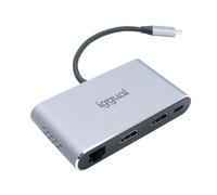 iggual - Hub USB-C con 8 Puertos, Adaptador USB C con 2 Puertos HDMI 4K y FHD, 1 USB 3.0 y USB 2.0, 1 Puerto RDJ45 Fast Ethernet, 1 Puerto para Tarjeta SD (SS, HC, XC) y Micro SD y 1 Puerto Tipo C