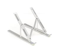 iggual - Soporte para Portátil de Escritorio, Base Plegable de Aluminio Ajustable, Atril Elevador para Portátil hasta 17”, Soporte Portátil de Mesa Antideslizante con Funda - Color Plata