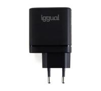 iggual. Cargador rápido 45W GAN USB-C PD, (Power dlivery). Cargador de Pared Universal. para Teléfonos móvies/Tablets etc... para Cualquier Marca de móvil. Protección sobrecalentamiento. Negro.