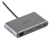 iggual IGG319222 Hub C 8 en 1 2xHDMI 2xUSB 2xSD RJ45 PD100W Gris