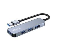iggual Hub USB-A HUB-A-4p – 4 puertos USB 3.0 5 Gbit/s, carcasa aluminio, Plug & Play, plateado