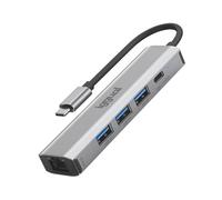 iggual Hub USB-C (5 en 1). -Incluye Salidas: 3xTipo C-3.0,+ 1 USB-C+1 Ethernet Gigabit RJ45 - Adaptador Multipuerto -Plug & Play, Listo para Usar, para Windows, macOS y Linux- Carcasa de Aluminio.