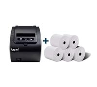 iggual Kit impresora térmica tickets TP8002 + 5 rollos papel 80mm