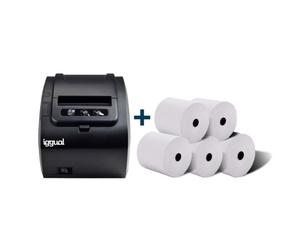 iggual Kit impresora térmica tickets TP8002 + 5 rollos papel 80mm