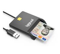 iggual Lector de Tarjetas DNI, SIP e ID, USB- 2.0- Conexión USB-A -Lector de DNI Electrónico Inteligente Compatible con DNI 4.0- Compatible con Windows, macOS y Linux- Cable 1,2 m- Negro