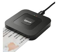 Iggual Lector DNI Electrónico y Tarjetas Inteligentes - Conexión Entrada Tipo C - Admite Cables de Salida USB-A y USB-C - Compatible DNIe 4.0 - Velocidad de Lectura 420 kbps - Windows, macOS y Linux