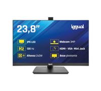 iggual Monitor 23.8” IPS Full HD - Pivotante,Giro 90º + Inclinación y Rotación, Altura Ajustable, 1 ms - Webcam Retráctil 3 Mpx Ideal Videoconferencias- Color 90% sRGB - USB/HDMI/VGA- (ML24WC)