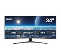 iggual Monitor 4K UltraWide Curvo 34" 21:9 WQHD 3440x1440px, 165 Hz, FreeSync, HDR, R1500, VA, 2xHDMI 2xDP, VESA 75x75,-Regulable Inclinación y Rotación. - Diseño Frameless