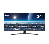 iggual Monitor 4K UltraWide Curvo 34" 21:9 WQHD 3440x1440px, 165 Hz, FreeSync, HDR, R1500, VA, 2xHDMI 2xDP, VESA 75x75,-Regulable Inclinación y Rotación. - Diseño Frameless