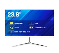 iggual Monitor Profesional 23,8” con Altavoces Integrados- Panel IPS(1920x1080)@120Hz (FHD)-Respuesta 1ms- Pantalla Frameless 99% sRGB-Conexiones: VGA y HDMI-Flicker Free-Compatible VESA -Blanco