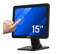 iggual - Monitor Táctil Capacitivo de 15” con Panel TFT LCD 4:3, Resolución 1024x768, 75 Hz y 10 Puntos Táctiles, Conexión HDMI, USB-A Incluidos y VGA, Compatible con Windows, Linux, Android