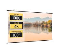 iggual - Pantalla de Proyección 100" Pulgadas - Enrollable Manual - Formato panorámico 16:9 - Ángulo de Visión 180º - Compatible 4K y Cualquier Proyector - Medidas 220 x 124 cm
