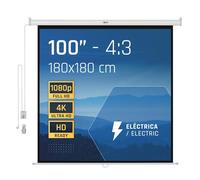 iggual Pantalla Proyección 100" Pulgadas Eléctrica Enrollable -Cuadrada 1:1 -Caída Ajustable -Mando Distancia e Interruptor Aux- Apto Pared/Techo -Compatible 4k y Cualquier Proyector (180x180cm)