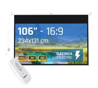 iggual Pantalla Proyección 106" Pulgadas Eléctrica Enrollable -Panorámica 16:9 -Caída Ajustable -Mando Distancia e Interruptor Aux- Apto Pared/Techo -Compatible 4k y Cualquier Proyector (234x131 cm)