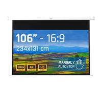 iggual Pantalla Proyección 106" Pulgadas- Enrollable Manual Panorámico- Formato 16:9- Ángulo Visión 180º- Altura Ajustable- Apto Pared/Techo- Compatible 4K y Cualquier Proyector,(234x131 cm)