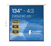 iggual Pantalla Proyección 134" Pulgadas Eléctrica Enrollable -Cuadrada 1:1 -Caída Ajustable -Mando Distancia e Interruptor Aux- Apto Pared/Techo -Compatible 4k y Cualquier Proyector (240x240 cm)