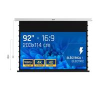 iggual Pantalla Proyección 92" Pulgadas Eléctrica Enrollable Tensionada -Panorámica 16:9 -Control de Pared y Mando Remoto Infrarrojo -Compatible hasta 8k y Cualquier Proyector(203x114 cm)