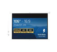 iggual Pantalla Proyección 106" Pulgadas Eléctrica Enrollable -Panorámica 16:9 -Caída Ajustable -Mando Distancia e Interruptor Aux- Apto Pared/Techo -Compatible 4k y Cualquier Proyector (234x131 cm)