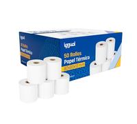 iggual - Rollo de Papel Térmico 80x80x13 para Ticket Impresora Tpv, Caja Registradora, Epos. El papel no Contiene Bisphenol A (BPA), Pack: 50 Unidades.