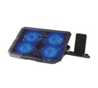 iggual - Base Refrigeradora Portátil de hasta 17” con 4 Ventiladores Silenciosos y Soporte para Móvil, Base Ajustable con 7 Alturas y Luz LED Azul, Incluye Cable USB-A (RP4V17)