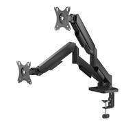 iggual Soporte Articulable de Pinza para 2 Monitores 17" - 34" (SPMP02 -A) | Compatible Pantallas Curvas, Ajustable: Altura/ Inclinación/ Rotación /Giro, VESA 75x75 a 100x100mm-Peso Máx 9 Kg por Brazo