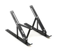 iggual- Soporte para Ordenador portátil o Tablet. Elevador Plegable, Antideslizante, Altura Ajustable 7 Niveles Entre 7,5 y 16,5 cm. Aleación Aluminio(Peso 240 Gr). Soporta hasta 17" y 6Kg. Negro