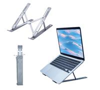 iggual - Soporte para Portátil de Escritorio, Base Plegable de Aluminio Ajustable, Atril Elevador para Portátil hasta 17”, Soporte Portátil de Mesa Antideslizante con Funda - Color Gris