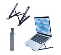 iggual Soporte para portátil plegable de aluminio ajustable hasta 17" con funda antideslizante Negro