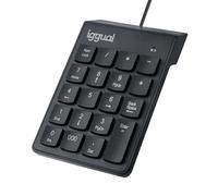 iggual Teclado Numérico USB para PC- Compacto 19 Teclas con Triple 0 y LED Bloq Num - Miniteclado portátil Plug & Play para Windows - Base Antideslizante - Negro